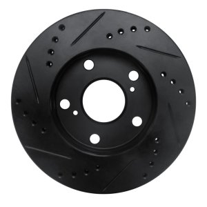 Toyota Camry Brake Rotor (1) - Front Right - R1 Concepts - Drilled & Slotted - Black - `92-`01